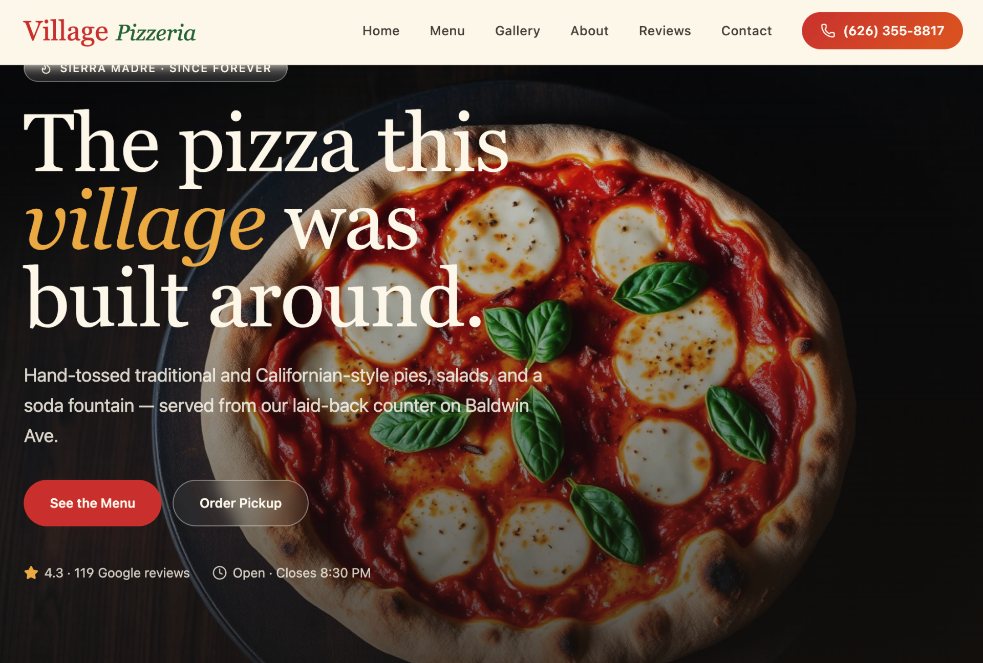 Village Pizzeria — Restaurant project